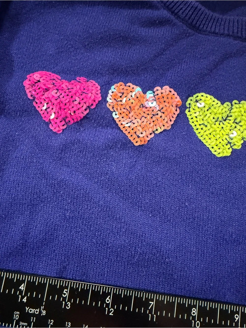 The Children's Place Royal Blue Sequin Heart Sweater with Rainbow Stripes